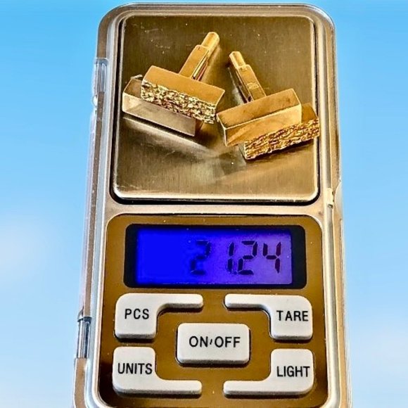 14K Yellow Gold Heavy Mens Cufflinks Signed PC 21 grams - Picture 8 of 15